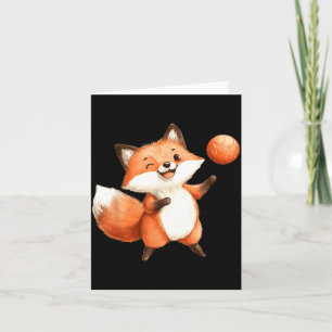 Tarjeta Zorro de acuarela lindo jugando pelota de fútbol