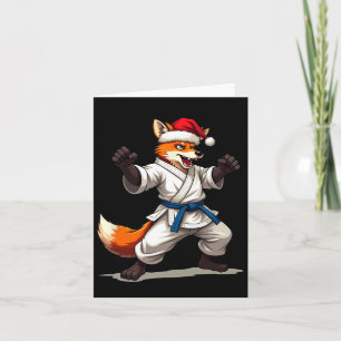 Tarjeta Zorro De Animales Gracioso En Uniforme De Karate P