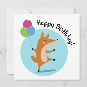 Tarjeta Zorro de Fiesta con Globos Texto Personalizado