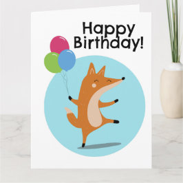 Tarjeta Zorro de Fiesta con Globos Texto Personalizado