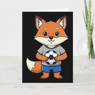 Tarjeta Zorro de fútbol lindo jugador de fútbol animal dep