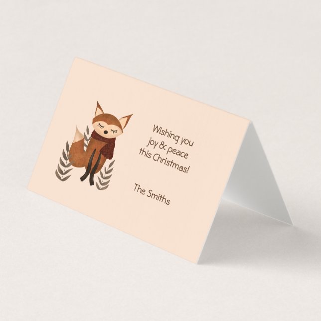 Tarjeta Zorro de invierno con bufanda (Anverso)