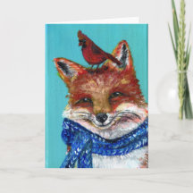 Zorro de invierno con cardenal!