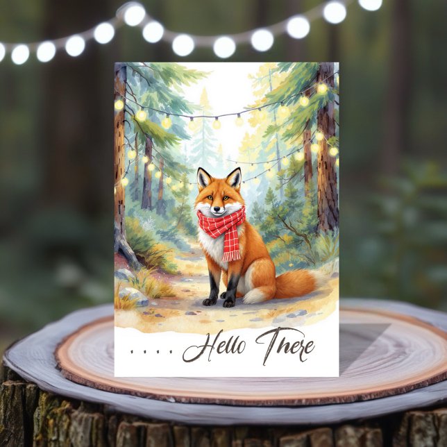 Tarjeta Zorro de vacaciones de invierno (Bring a touch of woodland magic to your holiday season with this charming illustration of a fox.)