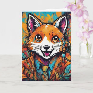 Tarjeta Zorro Elegante – Arte Animal Caprichoso