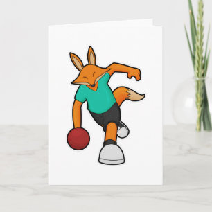 Tarjeta Zorro en bolos con bola de bolos