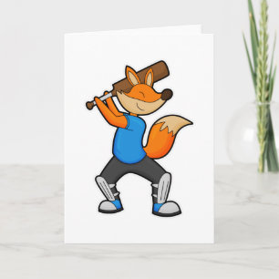 Tarjeta Zorro en Cricket con bate de cricket