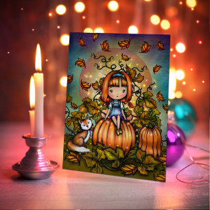 Tarjeta Zorro en el parche de calabazas Arte lindo de Hall