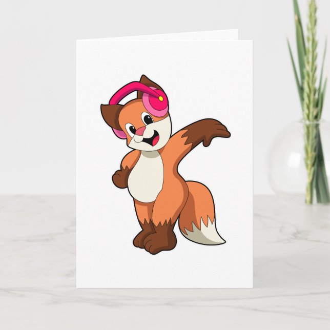 Tarjeta Zorro en música con auriculares (Anverso)