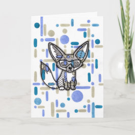 Tarjeta Zorro Fennec Genial con Gafas de Sol Patrón Geomét