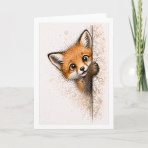 Tarjeta Zorro lindo asomándose Blank Animal del bosque de 