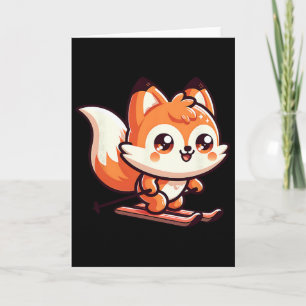 Tarjeta Zorro lindo patinando Kawaii pendiente alpino dive