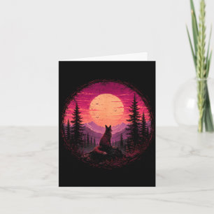 Tarjeta Zorro luna bosque montaña naturaleza salvaje
