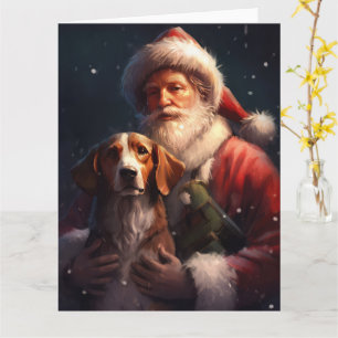 Tarjeta Zorro Sabueso Inglés Americano Santa Claus Navidad