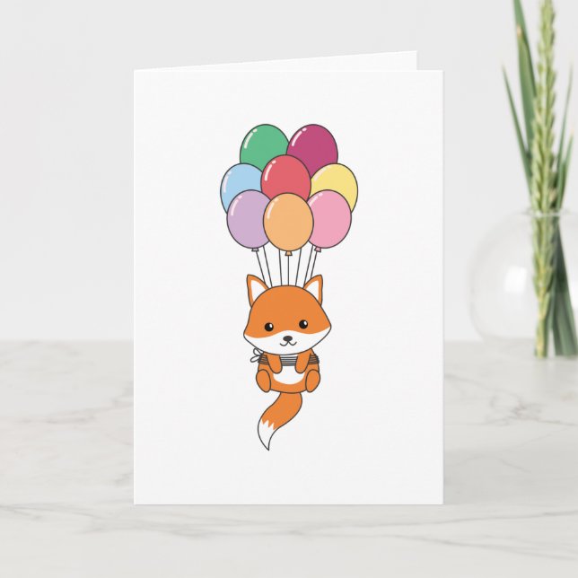 Tarjeta Zorro Vuela con Globos Coloridos (Anverso)
