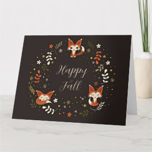 Tarjeta Zorros de otoño con texto personalizable