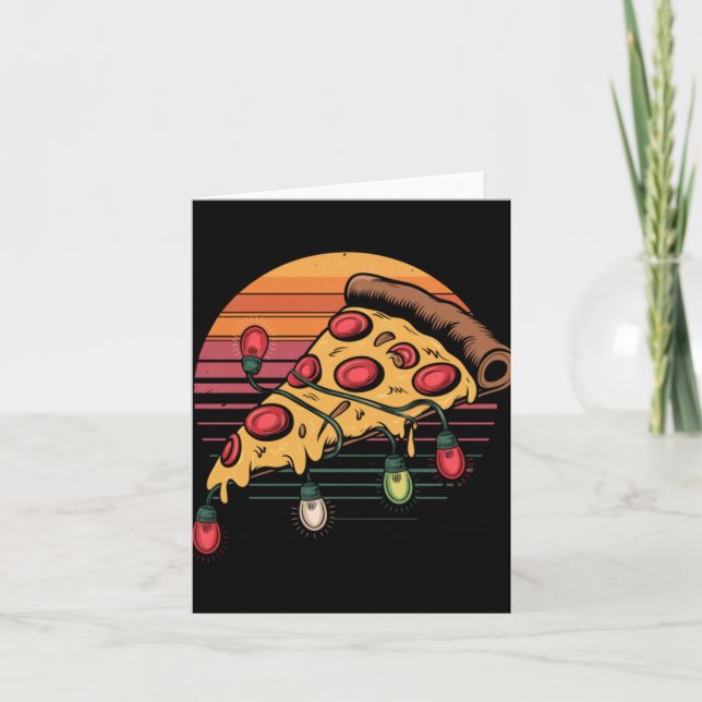 Tarjeta Zza Christmas Lights Retro Sunset Xmas Fast Food  (Anverso)