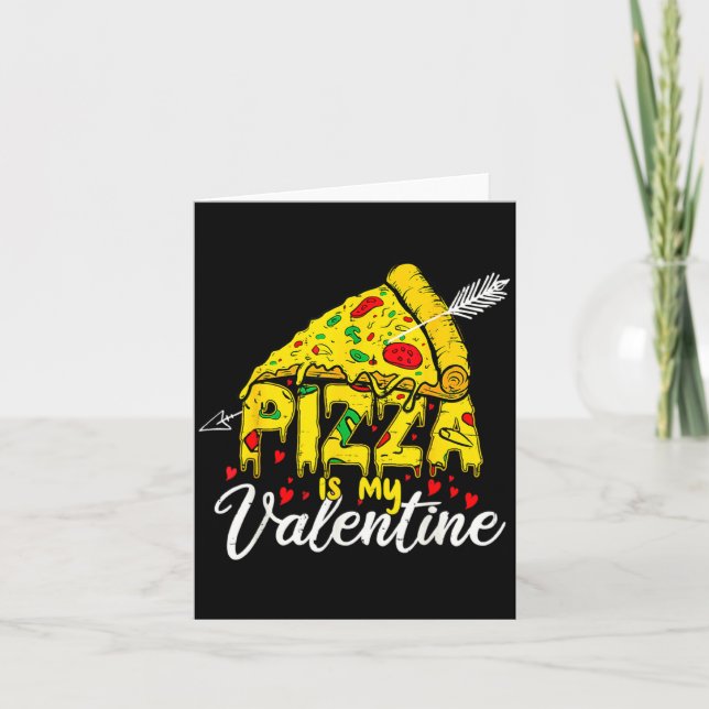 Tarjeta Zza Is My Valentine Day Hearts Eat Food Boys  (Anverso)