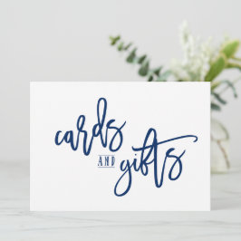 Tarjetas 5X7 y regalos Sign-Brush Script (Azul Mar