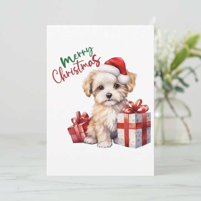 Tarjetas Adorables Para Navidades De Perro (Anverso de pie)