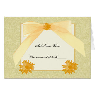 Tarjetas amarillas para los lugares de las flores