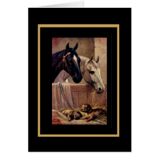 Tarjetas Antiguas Caballos Perros