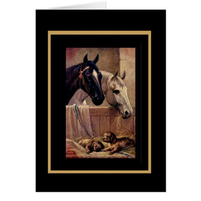 Tarjetas Antiguas Caballos Perros (Frente)