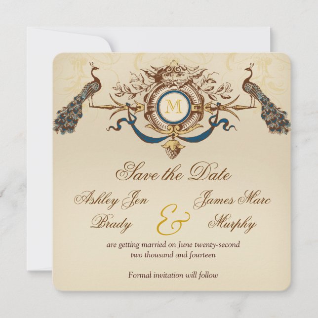 Tarjetas antiguas de Peacock para salvar la fecha (Anverso)