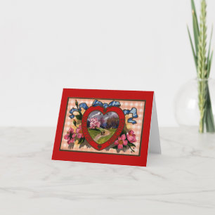 Tarjetas antiguas de San Valentín Corazón y Flores