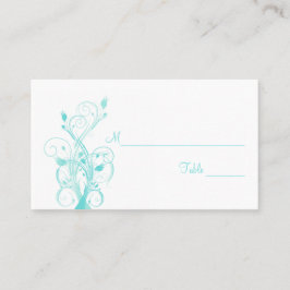 Tarjetas Aqua Blue and White Floral Place