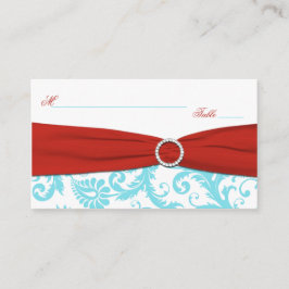 Tarjetas Aqua, White y Red Damask