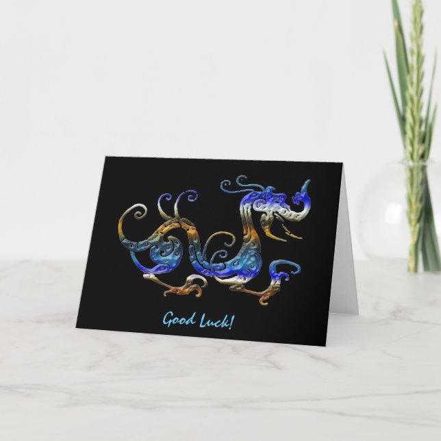 Tarjetas asiáticas AZULES del arte de la buena (Anverso)