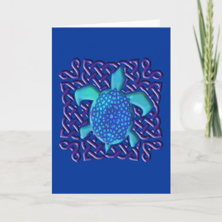 Tarjetas (azules) célticas de la tortuga del nudo