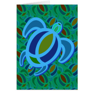 Tarjetas azules de la tortuga de mar