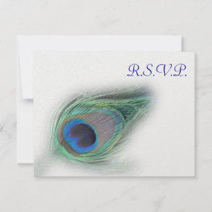 tarjetas azules del rsvp del pavo real