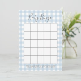 Tarjetas Baby Shower Bingo Blue Gingham Boy
