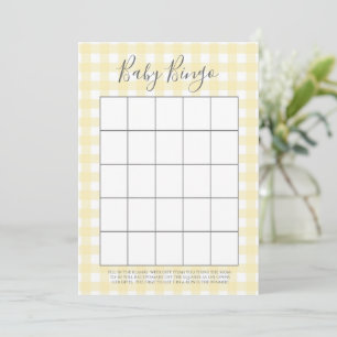 Tarjetas Baby Shower Bingo Yellow Gingham