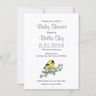 Tarjetas Baby Shower Color Me Yellow Goldfinch