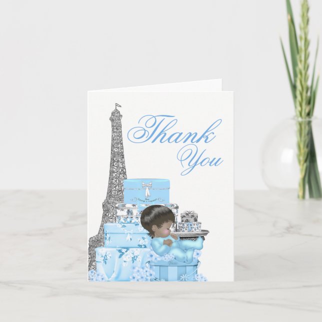Tarjetas Baby Shower de agradecimiento de París (Anverso)