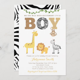 Tarjetas Baby Shower de animales safari, impresión