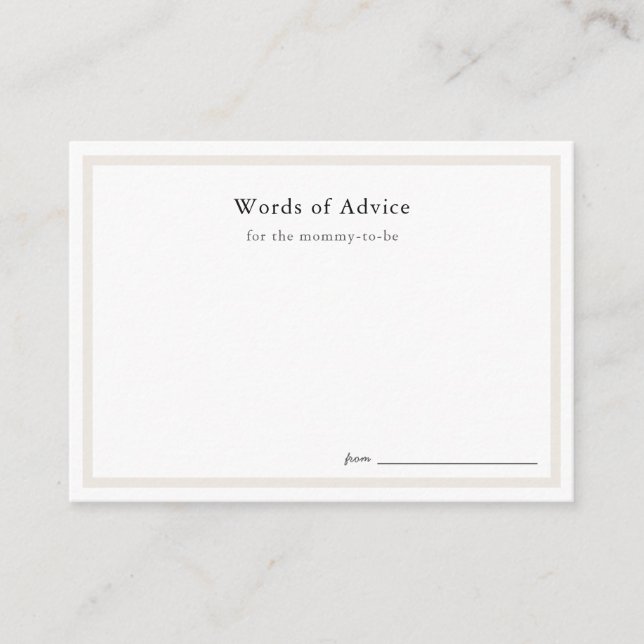 Tarjetas Baby Shower de consejo simples (Anverso)