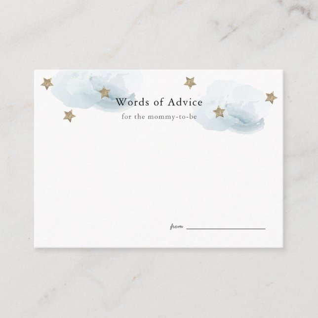 Tarjetas Baby Shower de consejos para estrellas y  (Anverso)