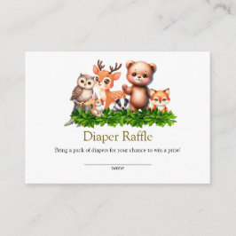 Tarjetas Baby Shower Diaper Raffle de Forest Anima