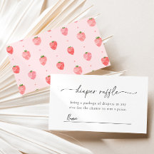 Tarjetas Baby Shower Diaper Raffle de fresa