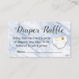 Tarjetas Baby Shower Diaper Raffle de mármol azul 