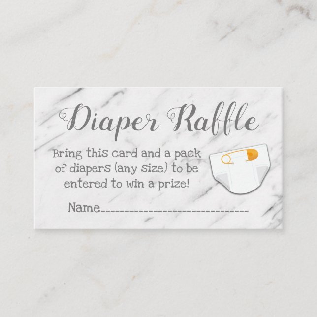 Tarjetas Baby Shower Diaper Raffle de mármol moder (Anverso)