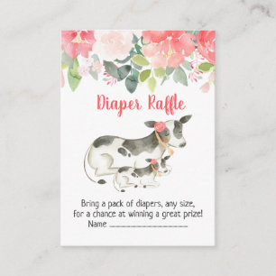 Tarjetas Baby Shower Diaper Raffle de vaca lechera
