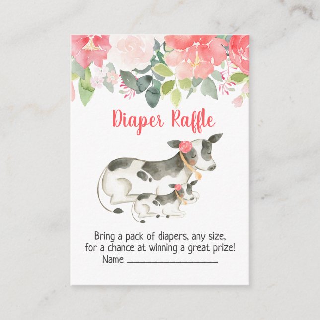Tarjetas Baby Shower Diaper Raffle de vaca lechera (Anverso)