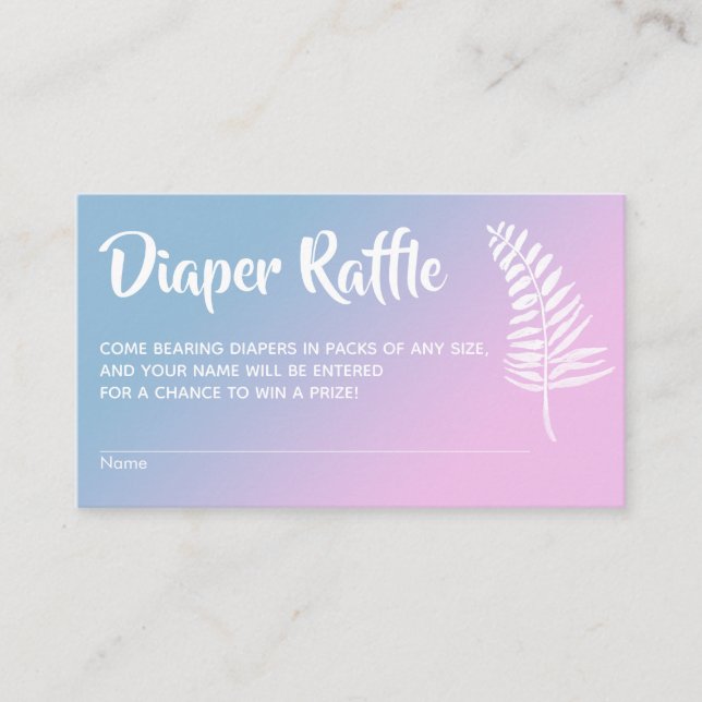Tarjetas Baby Shower Diaper Raffle Ombre Rosa y Az (Anverso)