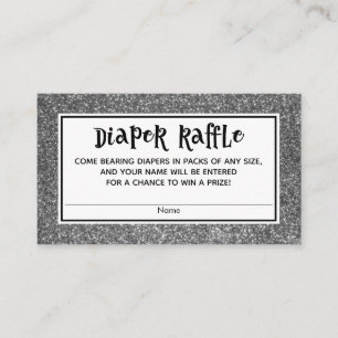 Tarjetas Baby Shower Diaper Raffle Purpurina Plata
